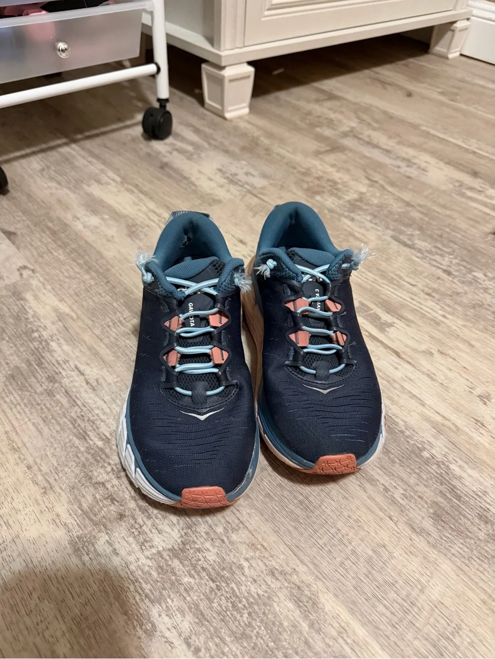 Hoka One One Navy and Peach Women's Athletic Running Shoes